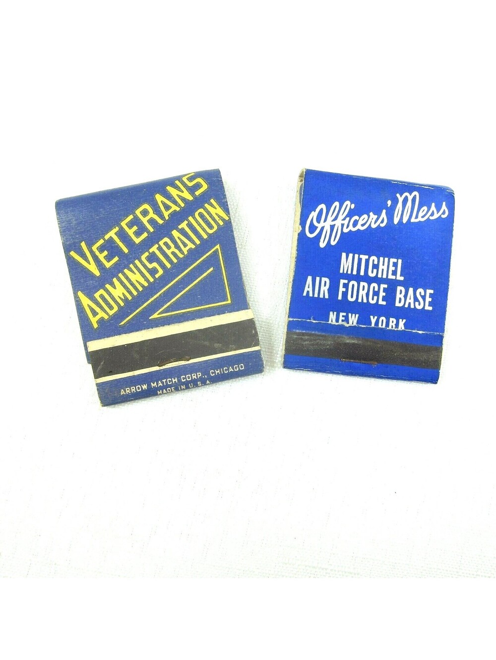 2 Vintage Matchbook Veterans Administration Mitchel Air Force Base Officers Mess